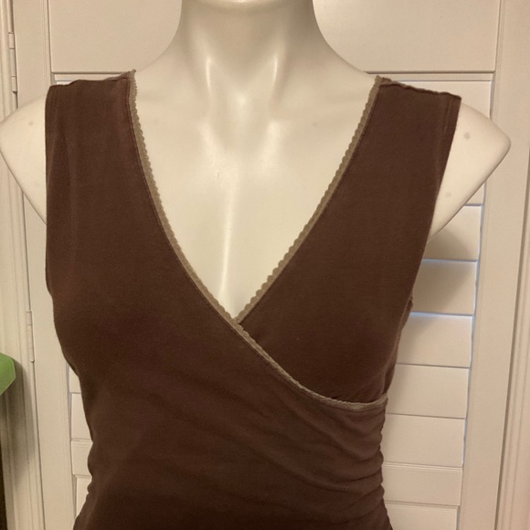 Elegant Brown Wrap Tank Top - Picture 2 of 7